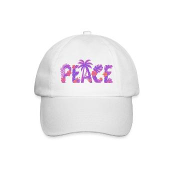 Tropisches Peace im Lila-Blütenstil - Baseballkappe - Weiß/Weiß - Vorne