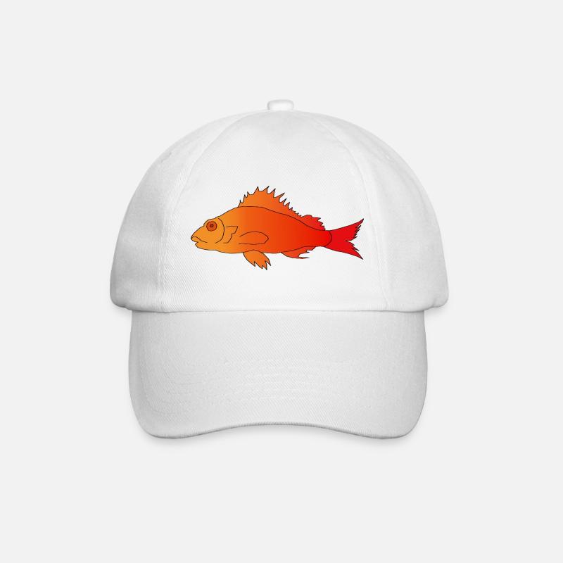 Fisch mit Zackenflosse - Baseballkappe - Weiß/Weiß