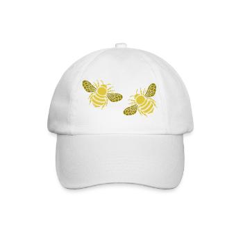 Zwei goldene Bienen - Baseballkappe - Weiß/Weiß - Vorne
