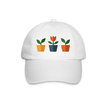 Eine Tulpe und andere Pflanzen im Blumentopf - Baseballkappe - Weiß/Weiß - Vorne