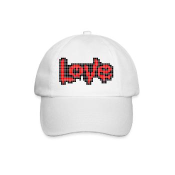 Pixel Art Text – LIEBE in roten Buchstaben - Baseballkappe - Weiß/Weiß - Vorne