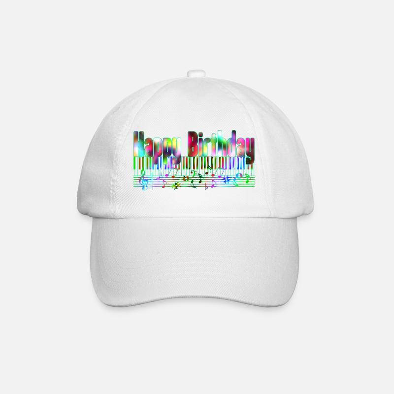 Neon Geburtstagsmusik Kaleidoskop Happy - Baseballkappe - Weiß/Weiß