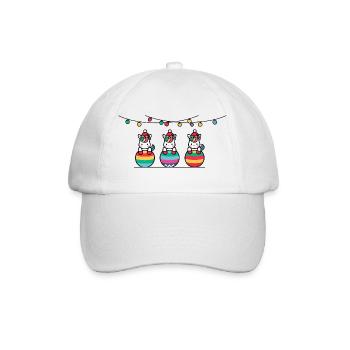 3 Einhörner Weihnachtskugeln Freunde - Baseballkappe - Weiß/Weiß - Vorne