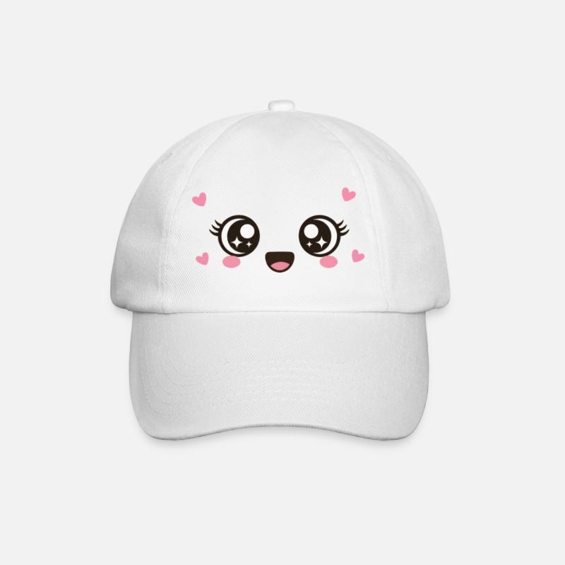 Kawaii Süsse Augen - Baseballkappe - Weiß/Weiß