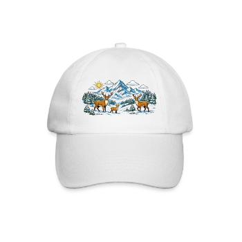 Mountains Forest Deer Panorama - Baseball Cap - white/white - Front