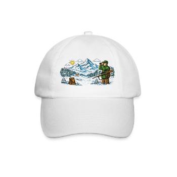 Jäger in einer verschneiten Winterlandschaft - Baseballkappe - Weiß/Weiß - Vorne