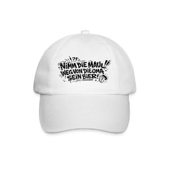 Nimm die Maul von die Oma sein Bier - Baseballkappe - Weiß/Weiß - Vorne