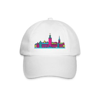 Stockholmer Stadtsilhouette Gamla Stan Moderne Kunst - Baseballkappe - Weiß/Weiß - Vorne