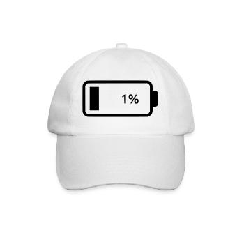 Empty battery battery 1% - Baseball Cap - white/white - Front