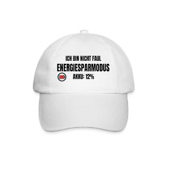 Not lazy, power saving mode – battery 12% saying - Baseball Cap - white/white - Front
