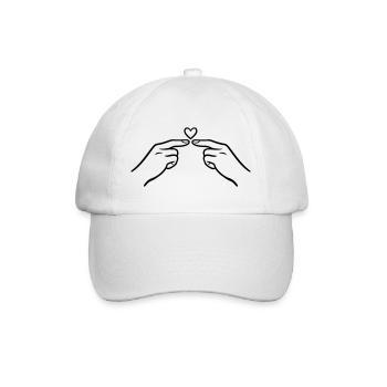 Finger Touch Heart Minimal Line Art Design - Baseball Cap - white/white - Front