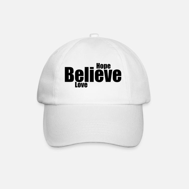Glauben Liebe und Hoffnung Typo-Design - Baseballkappe - Weiß/Weiß