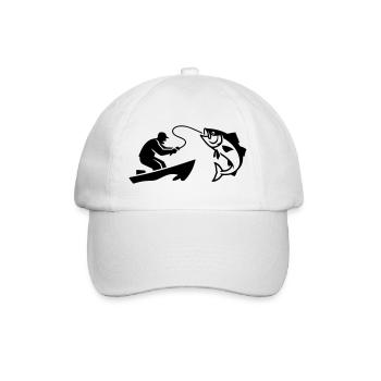 Angler Boat Fish Silhouette - Baseball Cap - white/white - Front