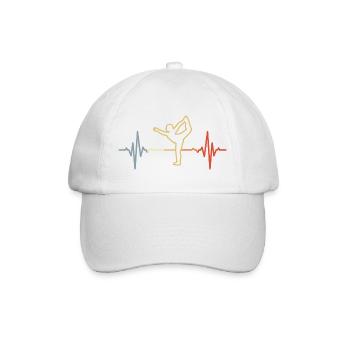 Yoga Herzschlag Retro Look - Baseballkappe - Weiß/Weiß - Vorne
