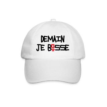 Demain je bosse humour flemme procrastination - Casquette classique - blanc/blanc - Devant