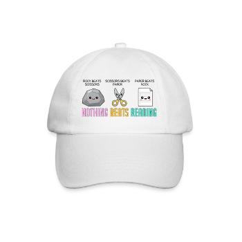 Nothing Beats Reading Book Rock Paper Scissor Cute - Baseball Cap - white/white - Front