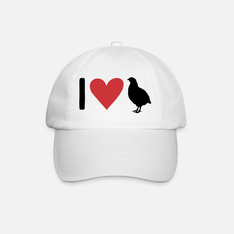 I Love Quail - Baseballkappe - Weiß/Weiß