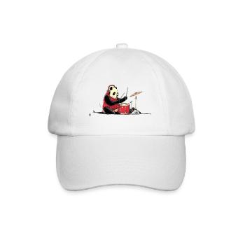 Panda Drummer im Roten Hoodie - Baseballkappe - Weiß/Weiß - Vorne