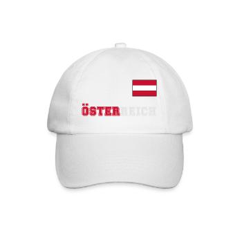 ÖSTERREICH Trikot Look - Flagge Fahne auf Brust - Baseballkappe - Weiß/Weiß - Vorne