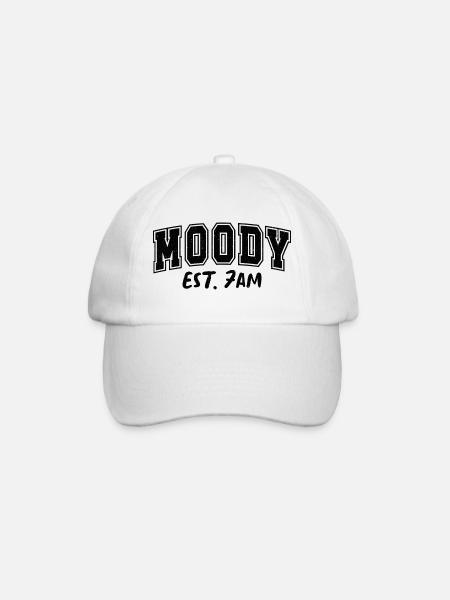 Moody Ochtend Eting 7 uur Cadeau Moody - Baseballcap - wit/wit