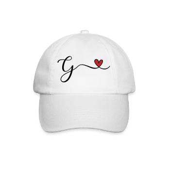 Lettre G avec initiales monogrammes en forme de cœur - Casquette classique - blanc/blanc - Devant
