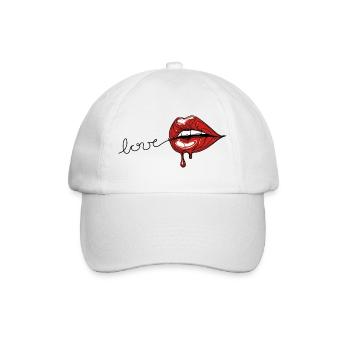 Crimson Drip - Red Lips Line Art - Casquette classique - blanc/blanc - Devant