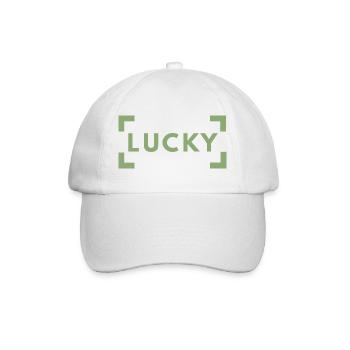 Lucky Typography Green Minimalist - Baseballkappe - Weiß/Weiß - Vorne