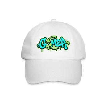 Gamer Graffiti Logo - Baseballkappe - Weiß/Weiß - Vorne