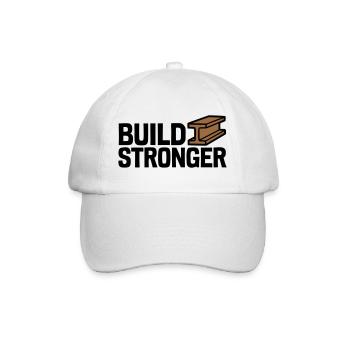 Build Stronger Logo - Baseballkappe - Weiß/Weiß - Vorne