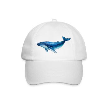 Blue Water Whale Watercolor - Baseball Cap - white/white - Front