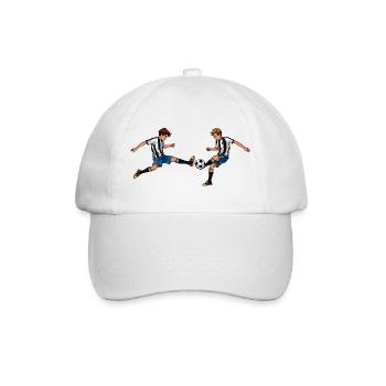 Deux garçons jouant au football – Art de l’esprit d’équipe sportif - Casquette classique - blanc/blanc - Devant