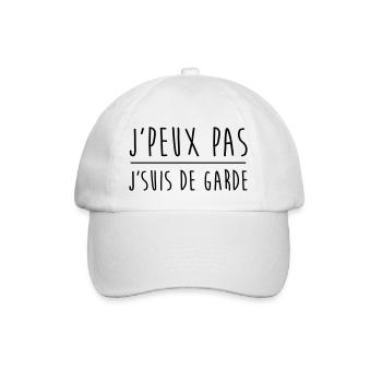 Je peux pas j'suis de garde - Casquette classique - blanc/blanc - Devant