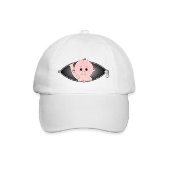 Child coming out of a zippered pocket - Baseball Cap - white/white - Front