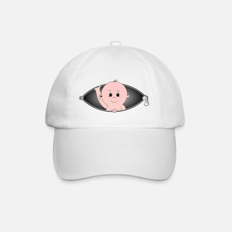 Enfant sortant d'une poche zippée - Casquette classique - blanc/blanc