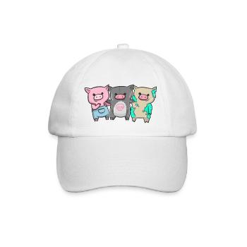Piggy and the Gang I Lustiges Geschenk I Schwein - Baseballkappe - Weiß/Weiß - Vorne