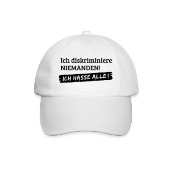 No discrimination - I hate all [1c] - Baseball Cap - white/white - Front