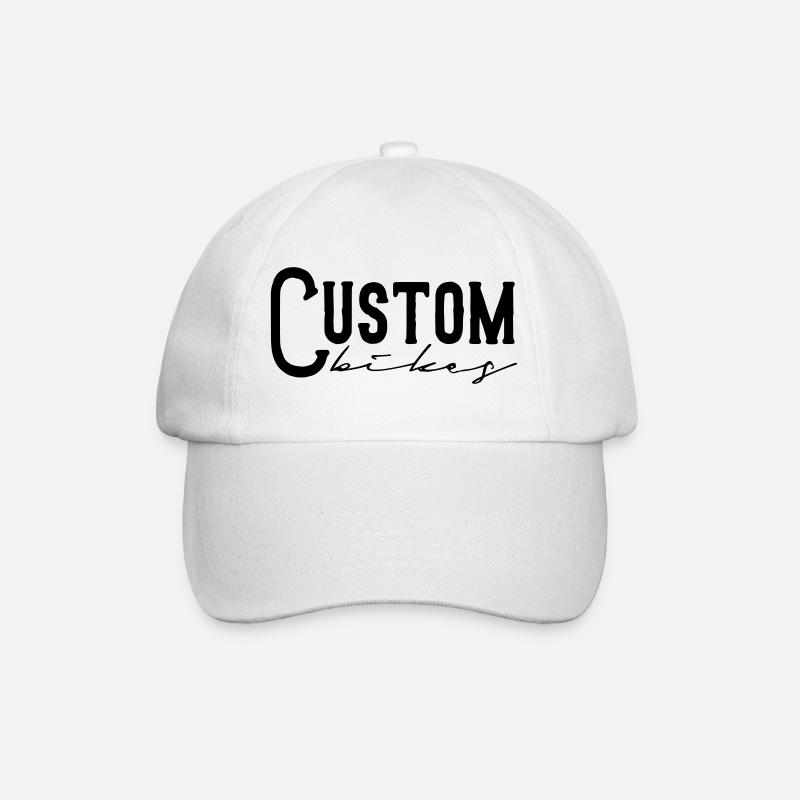 custom bikes bobber tuner chopper motorrad sticker - Baseballkappe - Weiß/Weiß
