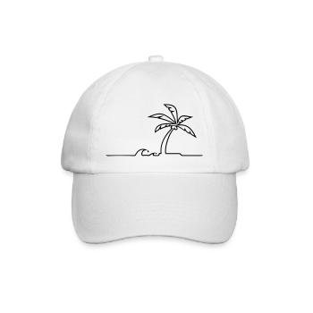 Island Palm Tree (1c) - Baseball Cap - white/white - Front