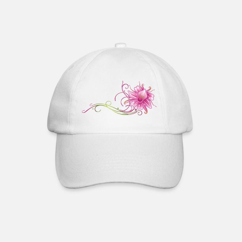 Bunte Orchidee, Ranke in pink und grün - Baseballkappe - Weiß/Weiß