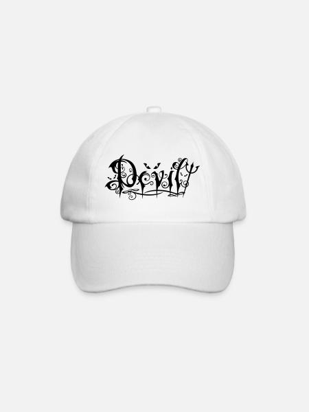 Devil Schriftzug im ornamentalen Gothic-Stil - Baseballkappe - Weiß/Weiß