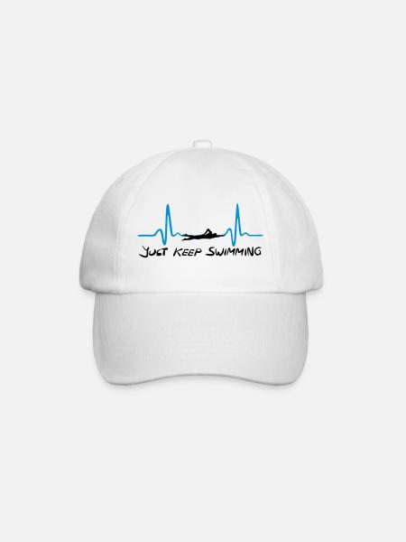 Just keep swimming, Swimming Heartbeat, ECG - Baseball Cap - white/white