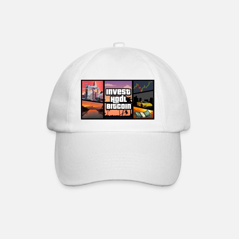 Bitcoin GTA - Baseballkappe - Weiß/Weiß