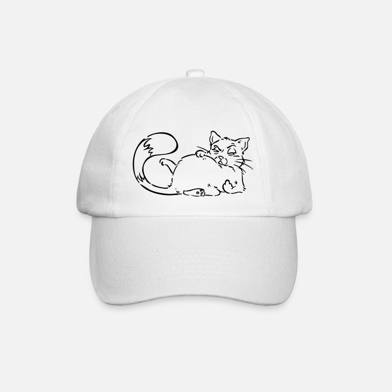 Katze Nö Nein Nope Mittelfinger personalisierbar - Baseballkappe - Weiß/Weiß
