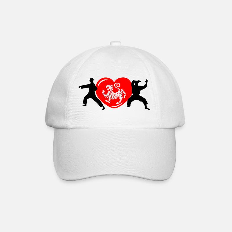 Shotokan Karate Herz mit Tiger - Baseballkappe - Weiß/Weiß