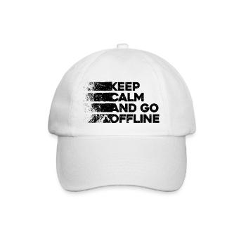 Keep Calm And Go Offline. Wandern Design - Baseballkappe - Weiß/Weiß - Vorne