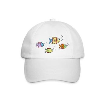 bunte Fische Wasser Meer Graffiti Kinderzeichnung - Baseballkappe - Weiß/Weiß - Vorne