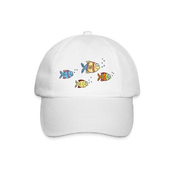 bunte Fische Wasser Meer Graffiti Kinderzeichnung - Baseballkappe - Weiß/Weiß - Vorne