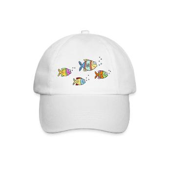 Fische Buntbarsche Wasser Meer Graffiti Zeichnung - Baseballkappe - Weiß/Weiß - Vorne