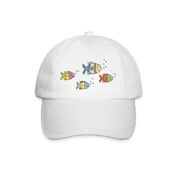 Fische Buntbarsche Wasser Meer Graffiti Zeichnung - Baseballkappe - Weiß/Weiß - Vorne