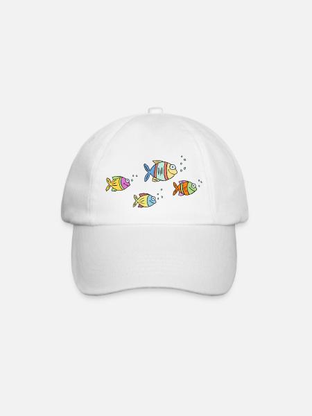 Fische Buntbarsche Wasser Meer Graffiti Zeichnung - Baseballkappe - Weiß/Weiß